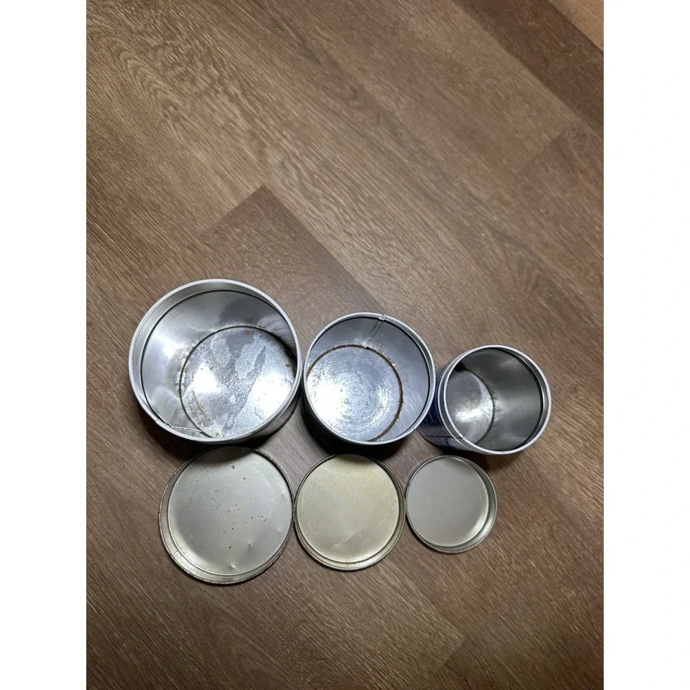 Vintage Blue Animal Canister Set‎ Duck Chicken Cow Metal Tins 3pc Kitchen